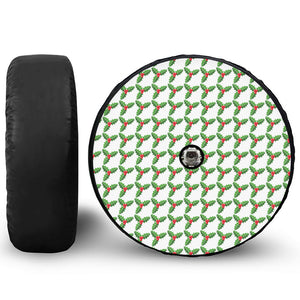 Christmas Holly Berry Pattern Print Tire Cover With Camera Hole