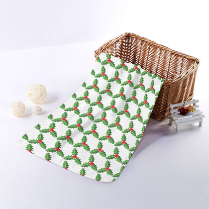 Christmas Holly Berry Pattern Print Towel