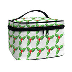 Christmas Holly Berry Pattern Print Travel Makeup Bag