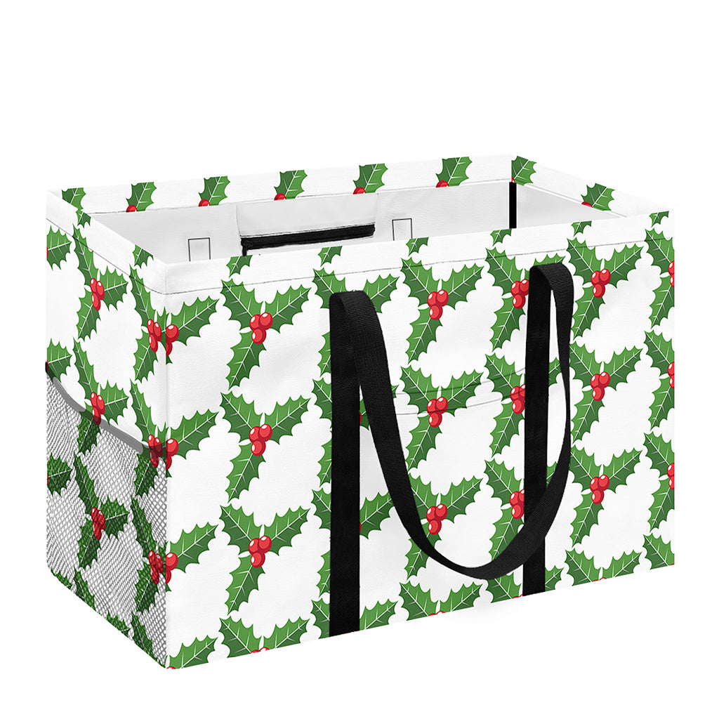 Christmas Holly Berry Pattern Print Utility Tote Bag