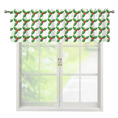 Christmas Holly Berry Pattern Print Window Valance