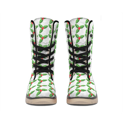 Christmas Holly Berry Pattern Print Winter Boots