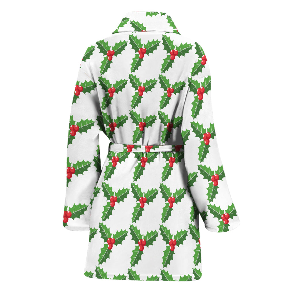 Christmas Holly Berry Pattern Print Women's Bathrobe