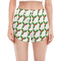 Christmas Holly Berry Pattern Print Women's Split Running Shorts