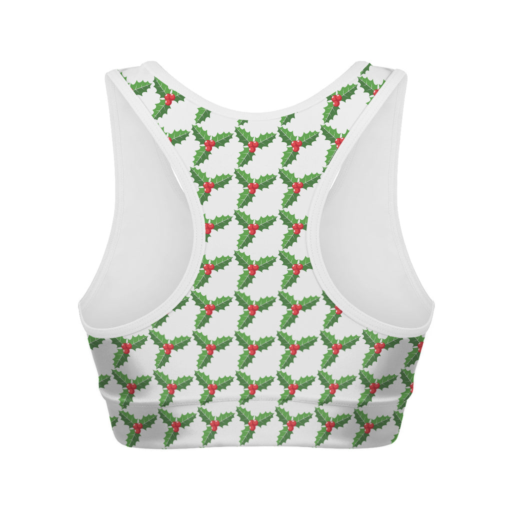 Christmas Holly Berry Pattern Print Women's Sports Bra