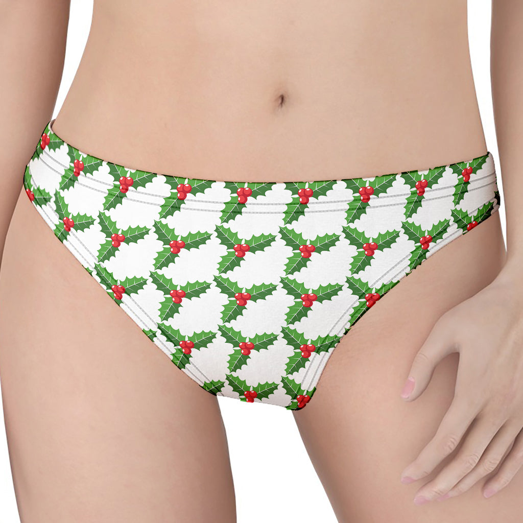 Christmas Holly Berry Pattern Print Women's Thong