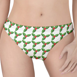 Christmas Holly Berry Pattern Print Women's Thong