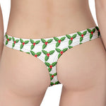 Christmas Holly Berry Pattern Print Women's Thong