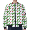Christmas Holly Berry Pattern Print Zip Sleeve Bomber Jacket
