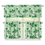 Christmas Ivy Leaf Pattern Print 3 Piece Kitchen Curtains