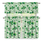 Christmas Ivy Leaf Pattern Print 3 Piece Kitchen Curtains