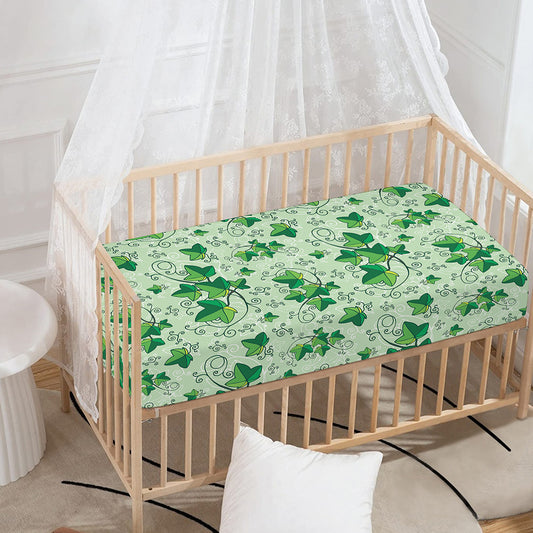 Christmas Ivy Leaf Pattern Print Baby Crib Sheet