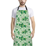 Christmas Ivy Leaf Pattern Print Bib Apron With Pocket