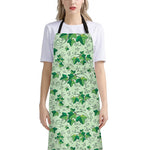 Christmas Ivy Leaf Pattern Print Bib Apron With Pocket