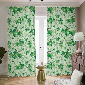 Christmas Ivy Leaf Pattern Print Blackout Pencil Pleat Curtains