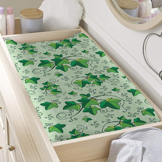 Christmas Ivy Leaf Pattern Print Changing Pad Cover