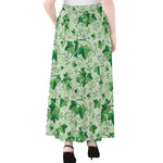 Christmas Ivy Leaf Pattern Print Chiffon Maxi Skirt