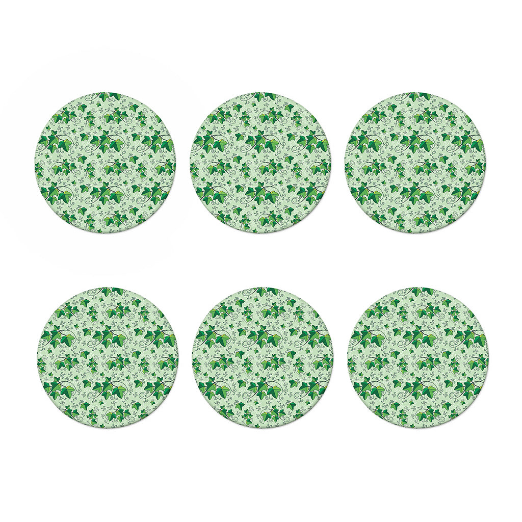 Christmas Ivy Leaf Pattern Print Coaster Set