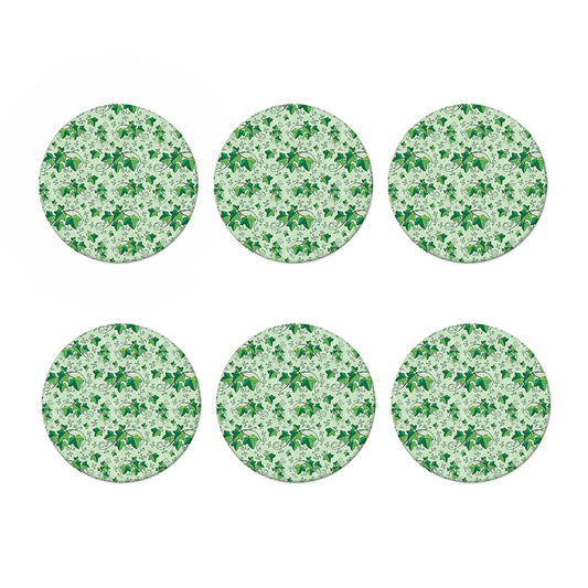 Christmas Ivy Leaf Pattern Print Coaster Set