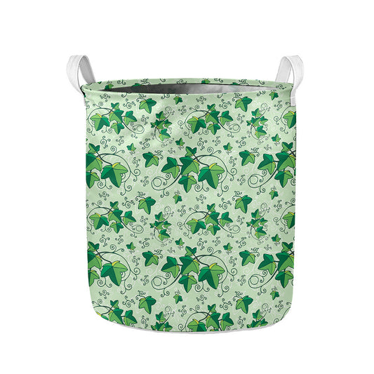 Christmas Ivy Leaf Pattern Print Collapsible Laundry Basket
