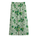 Christmas Ivy Leaf Pattern Print Cotton Front Slit Maxi Skirt
