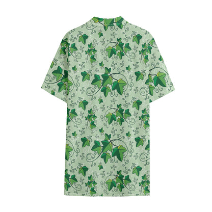Christmas Ivy Leaf Pattern Print Cotton Hawaiian Shirt