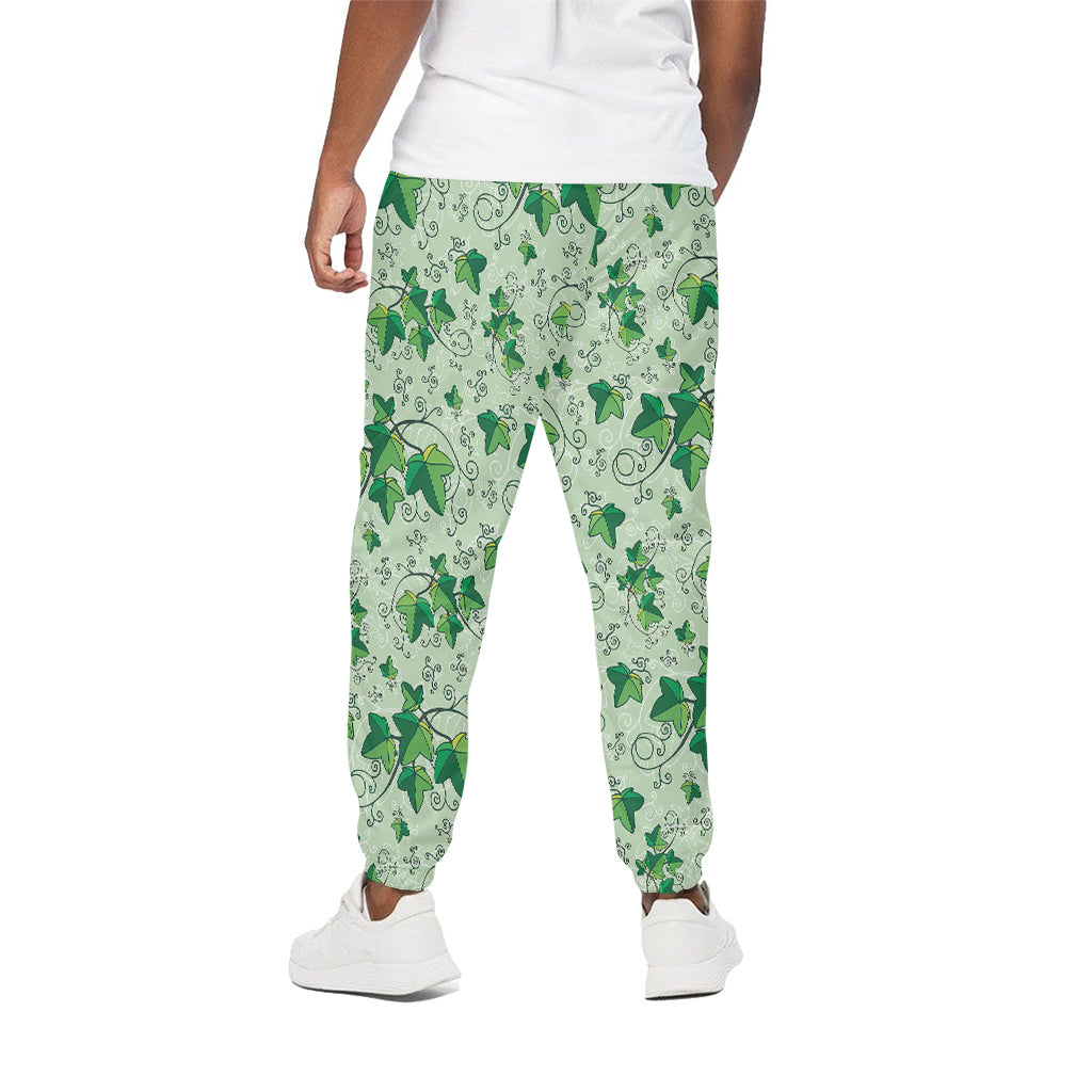 Christmas Ivy Leaf Pattern Print Cotton Pants