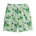 Christmas Ivy Leaf Pattern Print Cotton Shorts