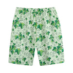 Christmas Ivy Leaf Pattern Print Cotton Shorts