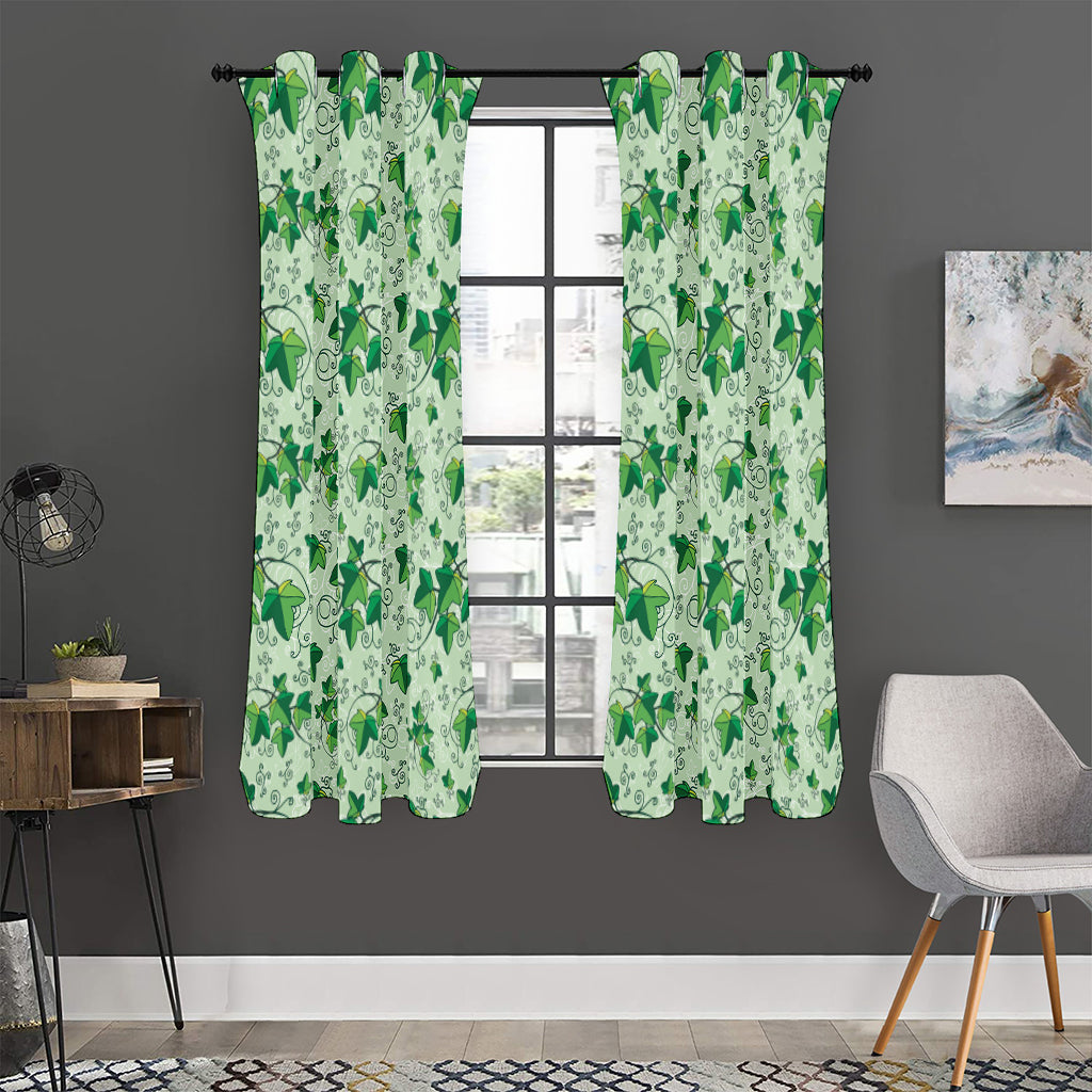 Christmas Ivy Leaf Pattern Print Curtain