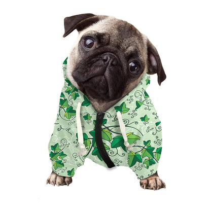 Christmas Ivy Leaf Pattern Print Dog Zip Up Hoodie