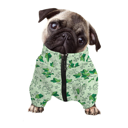 Christmas Ivy Leaf Pattern Print Dog Zip Up Jacket
