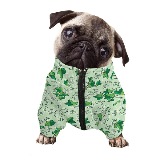 Christmas Ivy Leaf Pattern Print Dog Zip Up Jacket