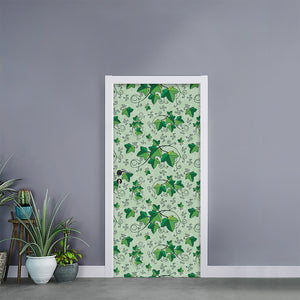 Christmas Ivy Leaf Pattern Print Door Sticker