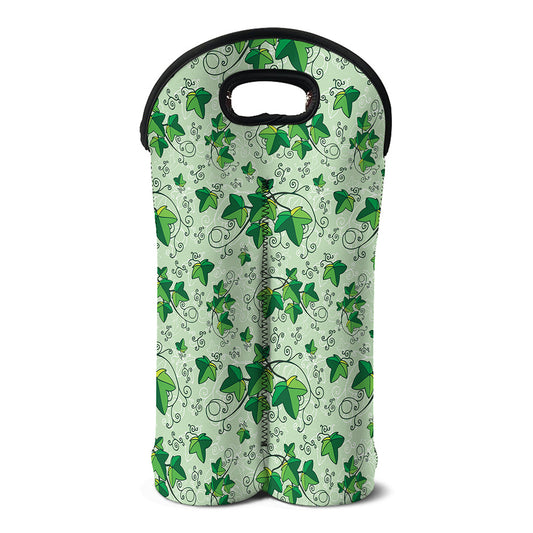 Christmas Ivy Leaf Pattern Print Double Neoprene Wine Tote