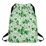 Christmas Ivy Leaf Pattern Print Drawstring Backpack