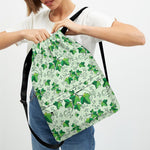 Christmas Ivy Leaf Pattern Print Drawstring Backpack