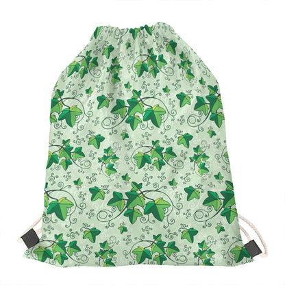 Christmas Ivy Leaf Pattern Print Drawstring Bag