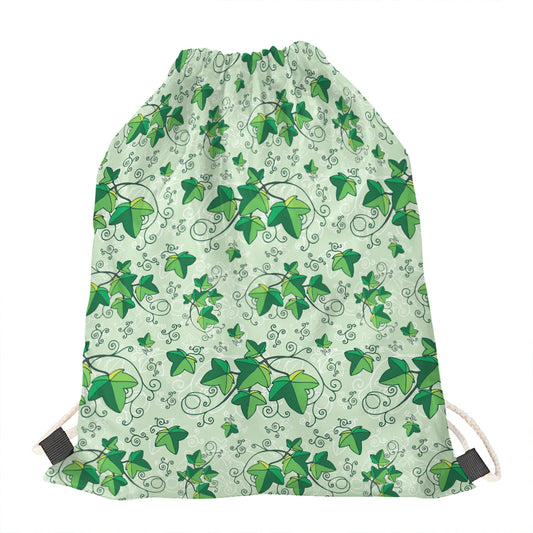 Christmas Ivy Leaf Pattern Print Drawstring Bag