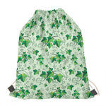 Christmas Ivy Leaf Pattern Print Drawstring Bag