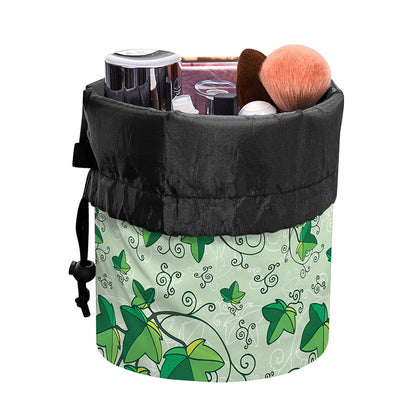Christmas Ivy Leaf Pattern Print Drawstring Makeup Bag