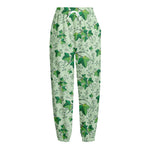 Christmas Ivy Leaf Pattern Print Fleece Lined Knit Pants