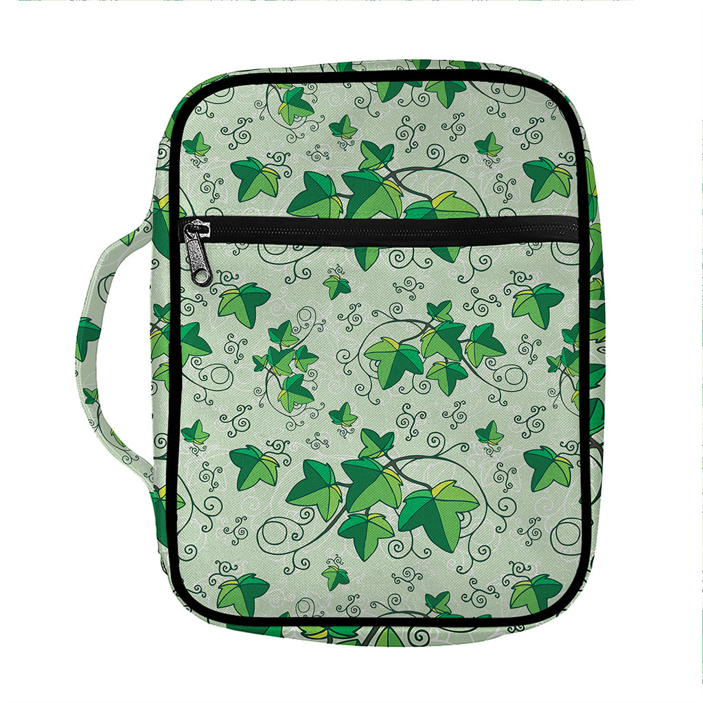 Christmas Ivy Leaf Pattern Print Front Pocket Bible Bag