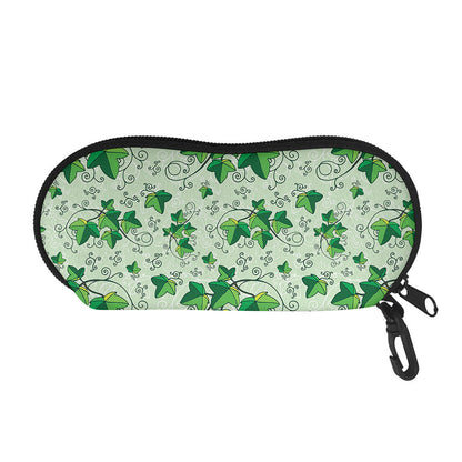Christmas Ivy Leaf Pattern Print Glasses Case