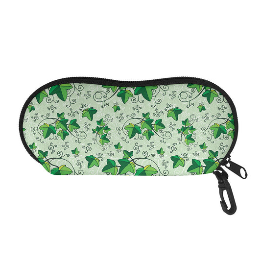 Christmas Ivy Leaf Pattern Print Glasses Case