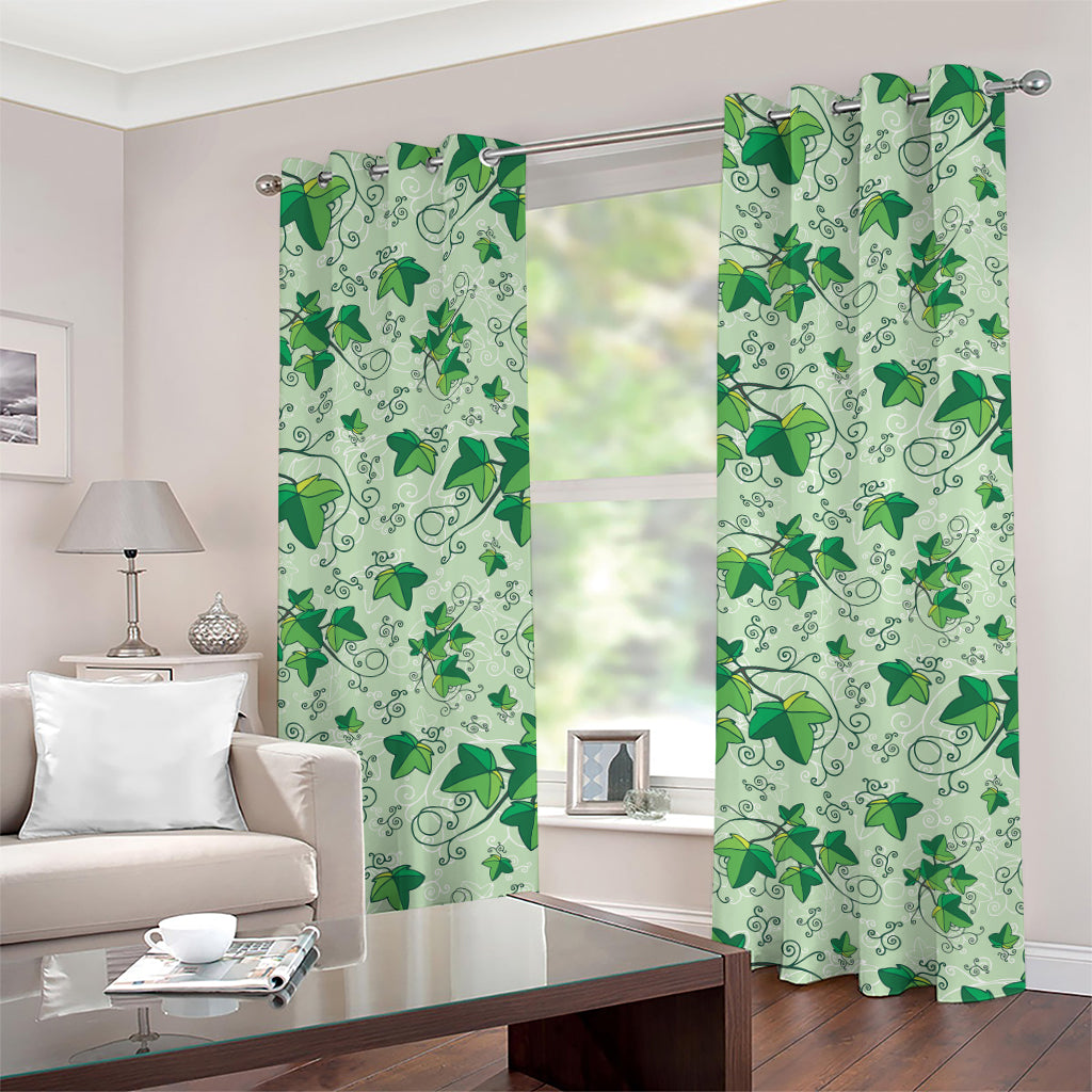 Christmas Ivy Leaf Pattern Print Grommet Curtains