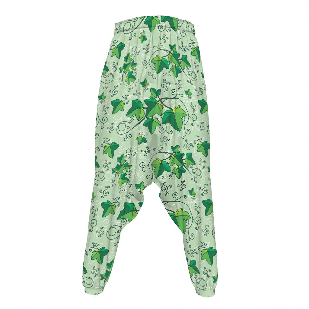 Christmas Ivy Leaf Pattern Print Hammer Pants