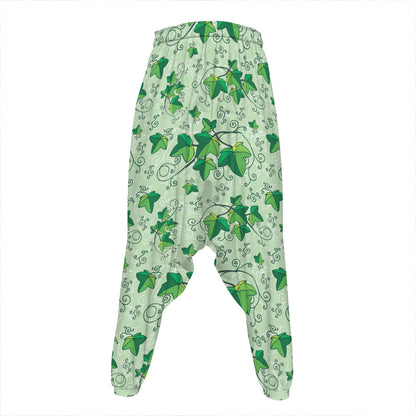Christmas Ivy Leaf Pattern Print Hammer Pants