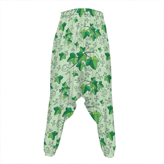 Christmas Ivy Leaf Pattern Print Hammer Pants
