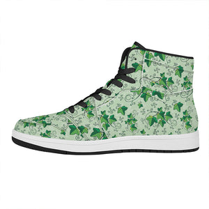 Christmas Ivy Leaf Pattern Print High Top Leather Sneakers